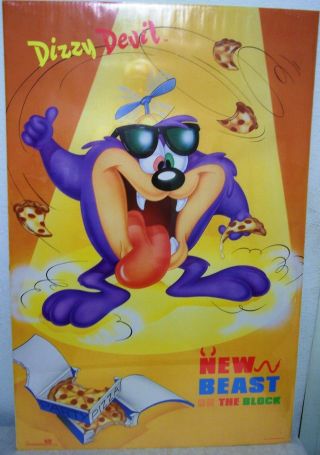Taz Dizzy Devil Poster Beast On The Block " 1990 35 " X 23 " Vintage