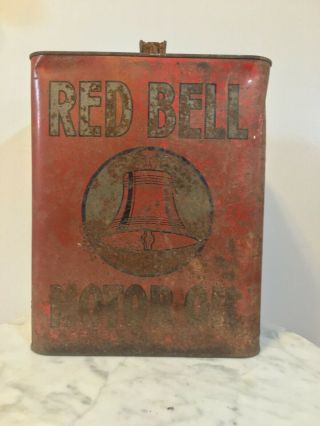 Vintage Red Bell 2 Gallon Oil Can Gas Station Can