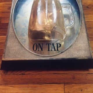 Vintage BUDWEISER ON TAP Lighted Beer Sign Bar Ad Light Mug Plastic 2