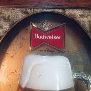 Vintage BUDWEISER ON TAP Lighted Beer Sign Bar Ad Light Mug Plastic 4