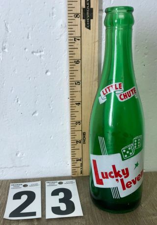 Little Chute Wis Bottling Co Lucky Leven 7oz Acl Green Glass Soda Bottle Vintage