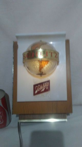 Vintage Schlitz Beer Lighted Rotating Globe Cash Register Sign 10.  5 " X 7.  5 " X 6 "
