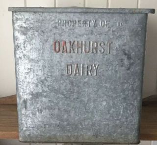 Vintage Metal Dairy Box Oakhurst Dairy Galvanized Front Porch Milk Bottle Cooler