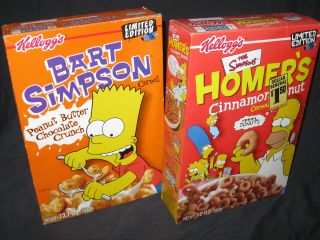 2 Cereal Boxes Bart Simpson & Homer 