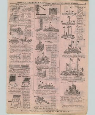 1899 Paper Ad Toy War Battleships Marble Games Military Fort Rough Riders Cannon