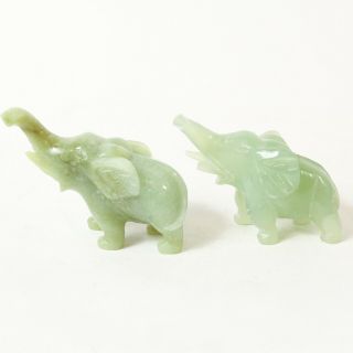Vintage Jade Elephant Figurines - Trunks Up