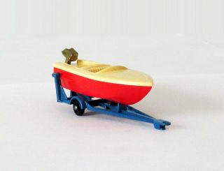 Vintage Lesney Matchbox 48 Sports Boat & Trailer Regular Wheels Near 1961