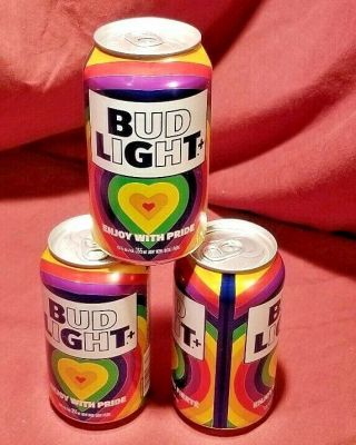 3 Bud Light Pride Rainbow Beer Cans Gay Lesbian Limited Edition Collectable