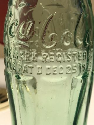 PAT ' D DEC.  25,  1923 Coca - Cola Hobbleskirt Coke Bottle - WICHITA FALLS,  TEX Texas 6