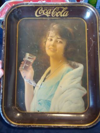 1922 Coca Cola Tray - Woman Holding A Glass - Ruff In A Few Spots
