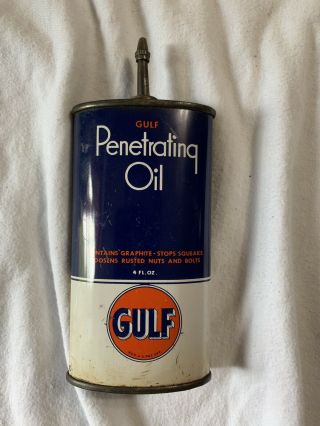 Vintage Early Gulf Oil Refining Co Pitt Pa Lead Top Penetrating Can 4 Fl Oz