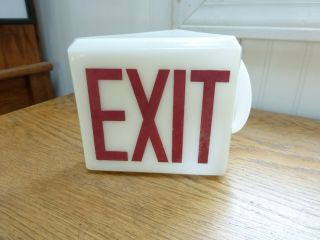 Vintage Double Sided Exit Milk Glass Sign Light Fixture Shade