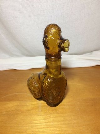Poodle Dog Amber Glass Liquor Decanter Bottle 7 Inches Tall 2