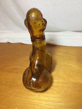 Poodle Dog Amber Glass Liquor Decanter Bottle 7 Inches Tall 4