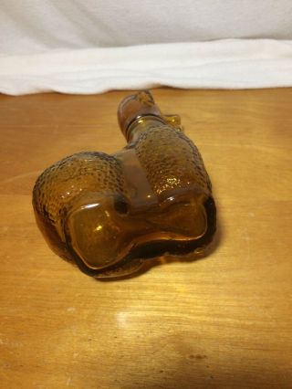 Poodle Dog Amber Glass Liquor Decanter Bottle 7 Inches Tall 5
