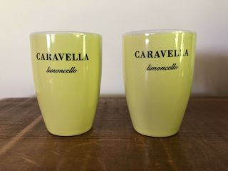 Vintage Caravella Limoncello Shot Glasses Set Of 2,  Yellow