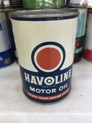 Vintage Quart Havoline Texas Company Metal Motor Oil Can