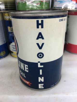 Vintage Quart Havoline Texas Company Metal Motor Oil Can 2