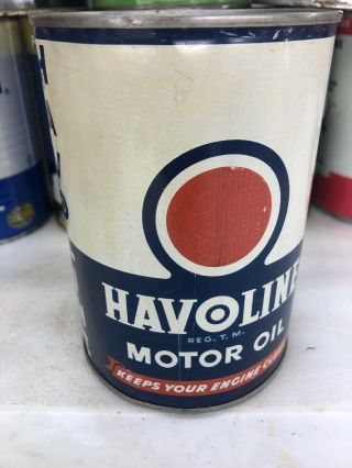 Vintage Quart Havoline Texas Company Metal Motor Oil Can 6