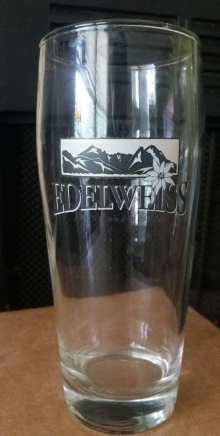 Edelweiss Lodge Resort Beer Drinking Glass.  5l Brewery Rare Htf Very Good