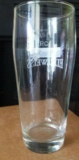 EDELWEISS LODGE RESORT Beer Drinking Glass.  5L Brewery RARE HTF Very Good 2
