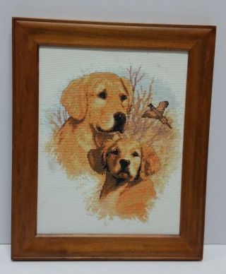 Needle Point Golden Retriever Custom Framed Wall Art Love My Dog 17 " X14 " Decor