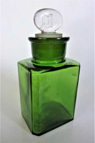 Emerald Green Bath or Smelling Salts Bottle VAIL BROS PHILADA PA Larkin Stopper 4