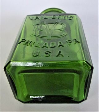 Emerald Green Bath or Smelling Salts Bottle VAIL BROS PHILADA PA Larkin Stopper 5