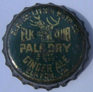 Elk Club Pale Dry Ginger Ale Soda Bottle Cap; Elkton,  Virginia; Cork