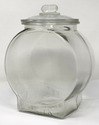 Vintage Planters Peanuts Fishbowl Glass Store Counter Jar W/lid Scp
