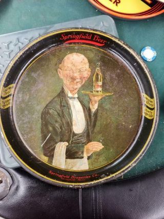 Pre - Prohibition Springfield Beer & Ales Tin Litho Tray/sign - Springfield Ma - 13 "