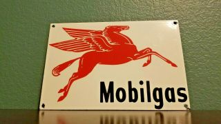 Vintage Mobil Gasoline Porcelain Gas Oil Pegasus Service Station Pump Plate Sign
