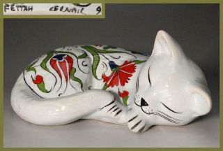 Smn14 Fettah Ceramic Sleeping Cat Ornament Seto Beckoning Cat Maneki Neko