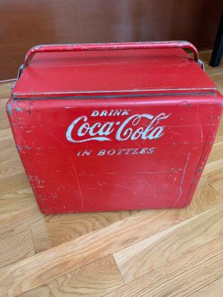Vintage 1950 Coca - Cola Metal Cavalier Carry Cooler. 3