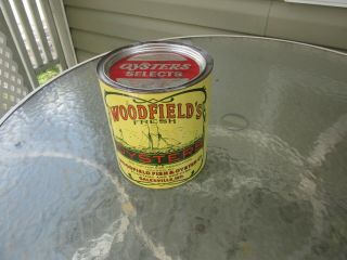 Woodfields Fish & Oyster Co Galesville Md Oyster Tin Can Gallon Md 81