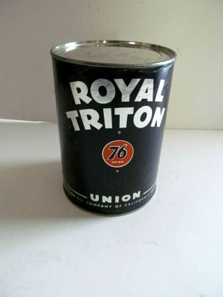 Vintage Union 76 Royal Triton Quart Oil Can Sign Advertising Gas Station Sae 30