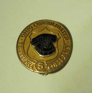 Vintage 10k Gf Pin Ohio Consolidated Telephone Company 5 Year Service Pin