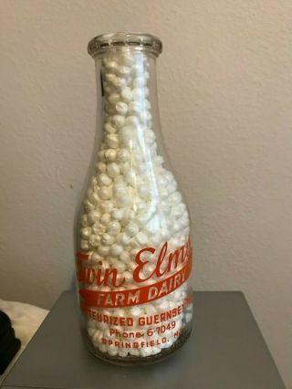 Twin Elms Farm Dairy Milk Bottle 1 Quart Springfield Missouri 1949