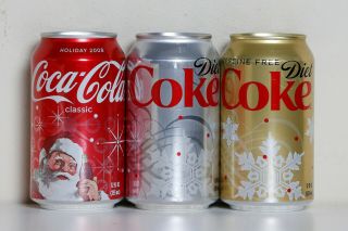 2008 Coca Cola 3 Cans Set From The Usa,  Christmas