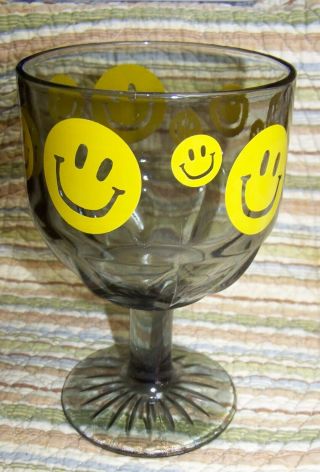 Very Rare Happy Face Beer Goblet Glass Stein Footed Stemmed