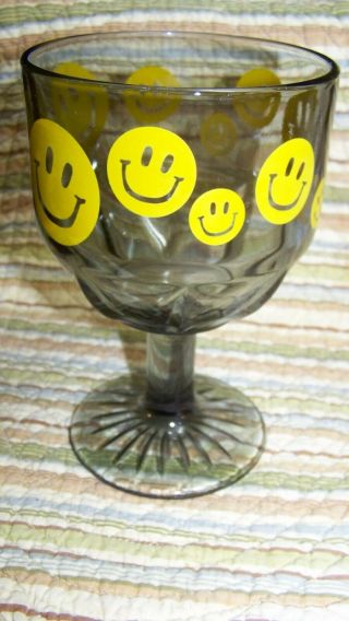 VERY RARE HAPPY FACE BEER GOBLET GLASS STEIN FOOTED STEMMED 2
