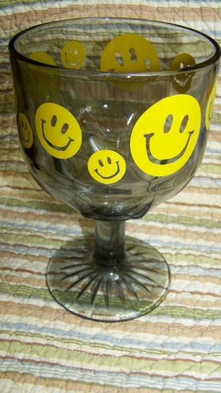VERY RARE HAPPY FACE BEER GOBLET GLASS STEIN FOOTED STEMMED 3