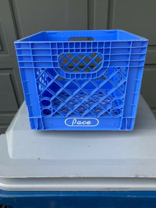 Pace Dairy Milk Crate Indiana In Blue Plastic Vintage