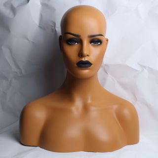Black Lip Female Fiberglass Mannequin Head Bust For Wig Display