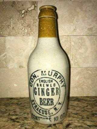 Ginger Beer Bottle Con.  Murphy English Brewed Syracuse Ny Stoneware Stone Rare