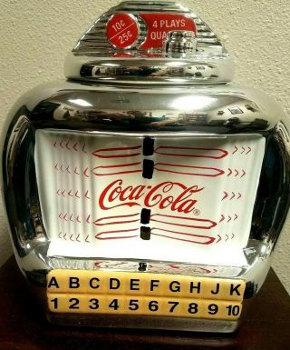 Vintage Style Coca Cola Juke Box Cookie Jar Chrome Ceramic In The Box Nib