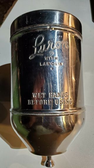Vintage Stainless " Luron With Lanolin " Boraxo Powdered Soap Dispenser W.  Key