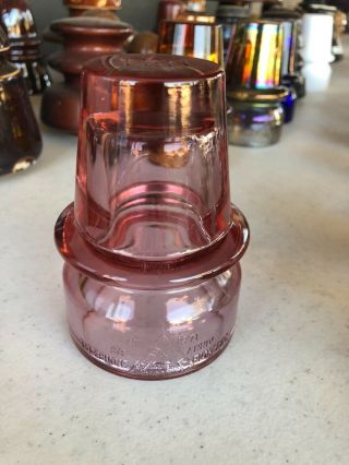 Pink Telephone Pioneers 1971 Anniversary Glass Insulator