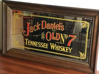 Vintage Jack Daniels Advertising Framed Mirror Sign " Old No.  7 "