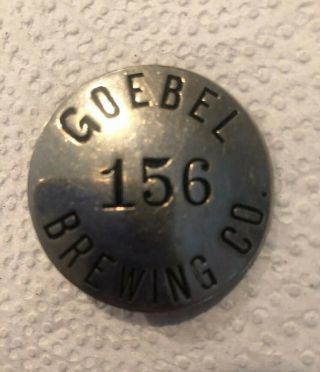 Vintage Goebel Beer Breweries Employee Badge 156 Detroit,  Michigan Mi